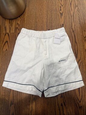 Givenchy White Linen Shorts with Contrast Piping